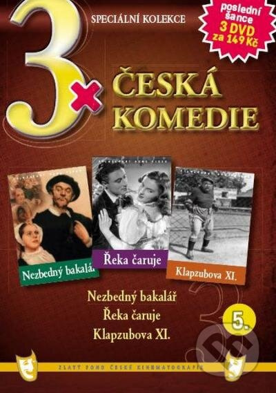 3x Česká komedie V (Nezbedný bakalář, Řeka čaruje, Klapzubova XI) - film z kategorie Komedie