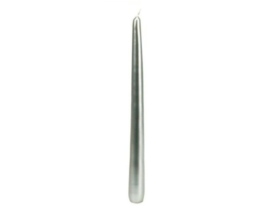 Konická 22×240 Metal stříbrná svíčka