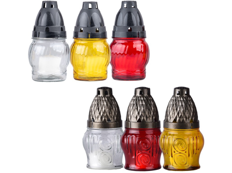 Hřbitovní sklo 14 cm vklad 30g 9h. Baňka mix barev