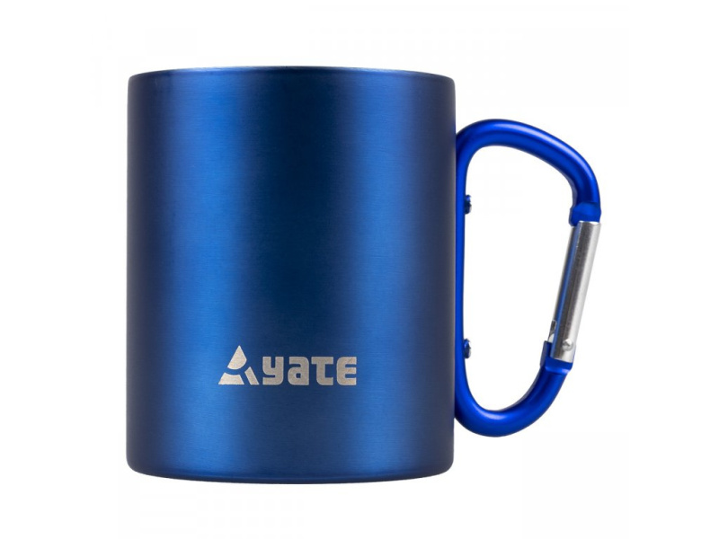 Hrnek YATE s karabinkou COLOR 0,3 l nerez - modrý