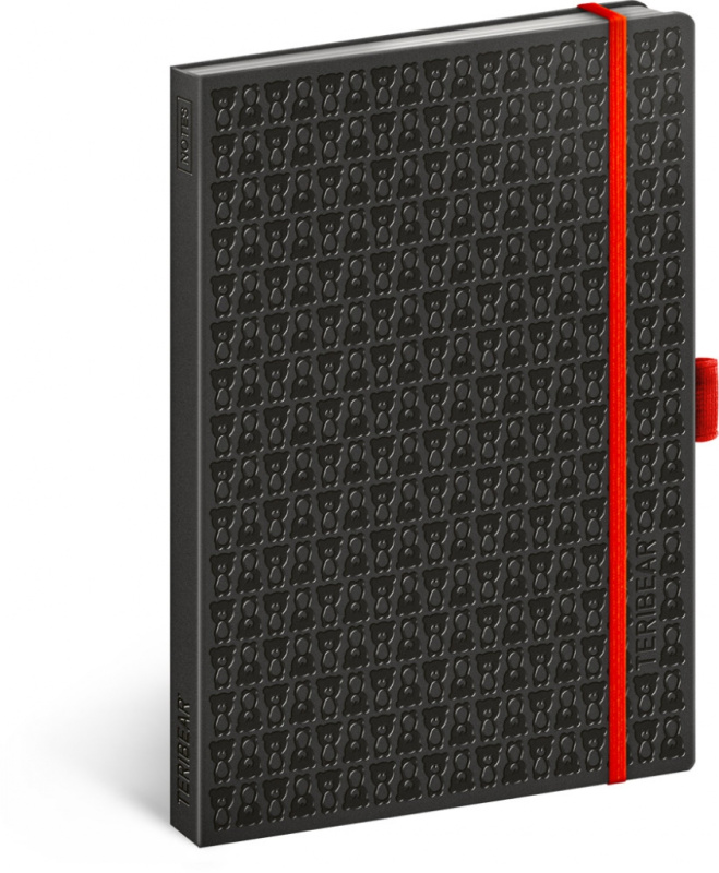 Presco Group Notes Teribear, černý, linkovaný, 9 x 13 cm