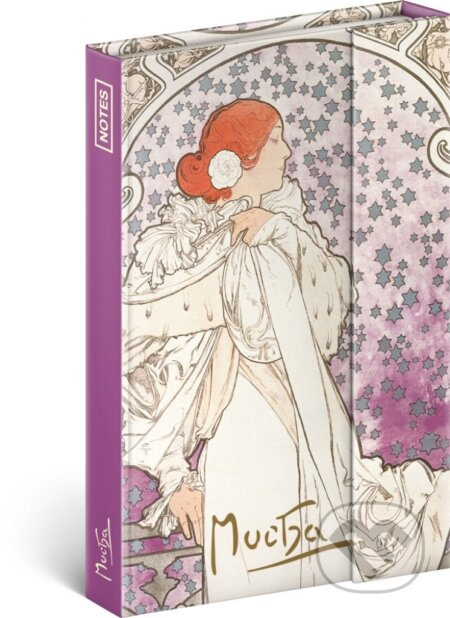Notes Alfons Mucha – Dáma, linkovaný, 11 × 16 cm