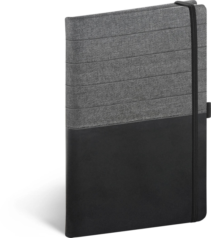 Luxusní notes Notique černošedý linkovaný