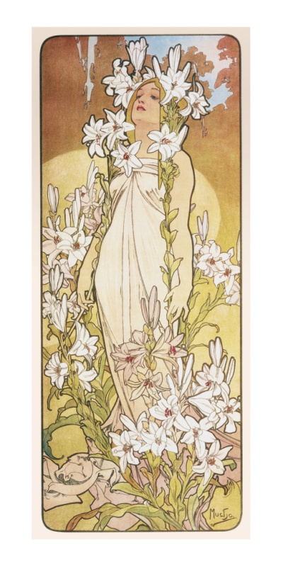 Pohled Alfons Mucha – Lily, dlouhý  Presco Group