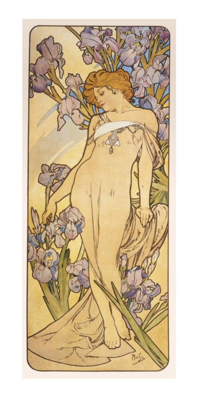 Pohled Alfons Mucha – Iris, dlouhý Presco Group