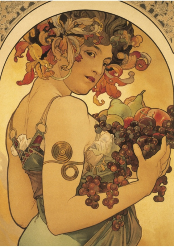 Pohled Alfons Mucha – Fruit, krátký Presco Group