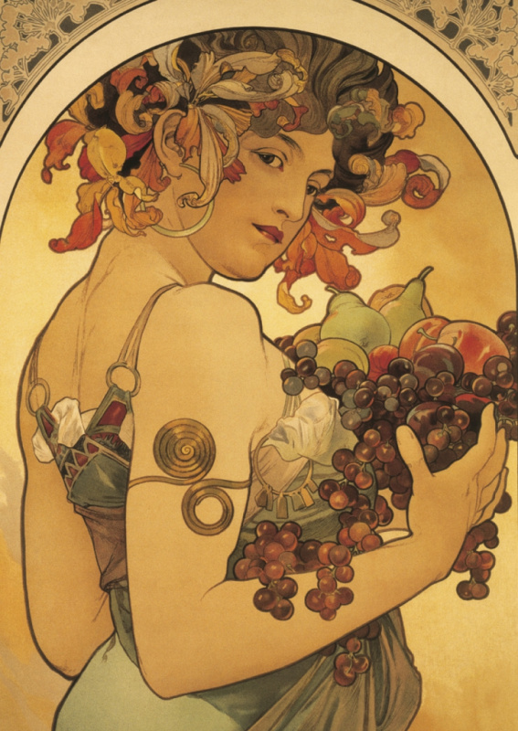 Pohled Alfons Mucha – Fruit, krátký Presco Group