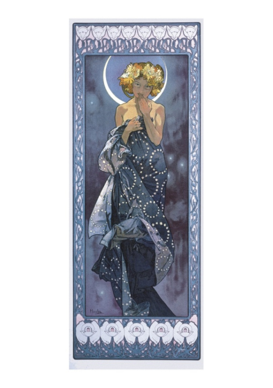 Pohled Alfons Mucha – Luna, dlouhý Presco Group
