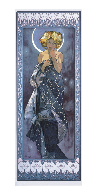 Pohled Alfons Mucha – Luna, dlouhý Presco Group