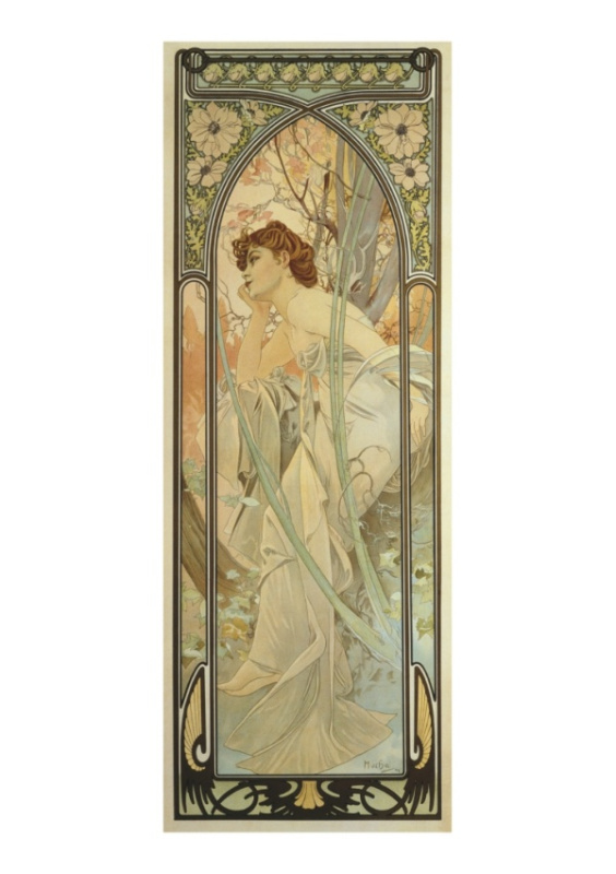 Pohled Alfons Mucha – Evening Cont., dlouhý Presco Group