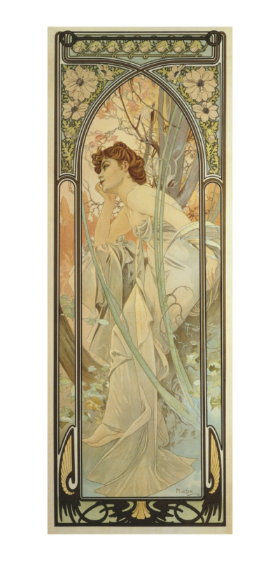 Pohled Alfons Mucha – Evening Cont., dlouhý Presco Group