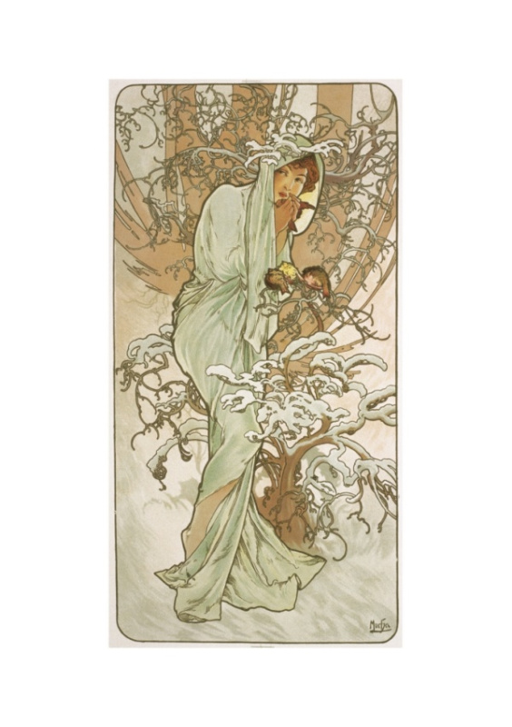Pohled Alfons Mucha – Winter, dlouhý Presco Group