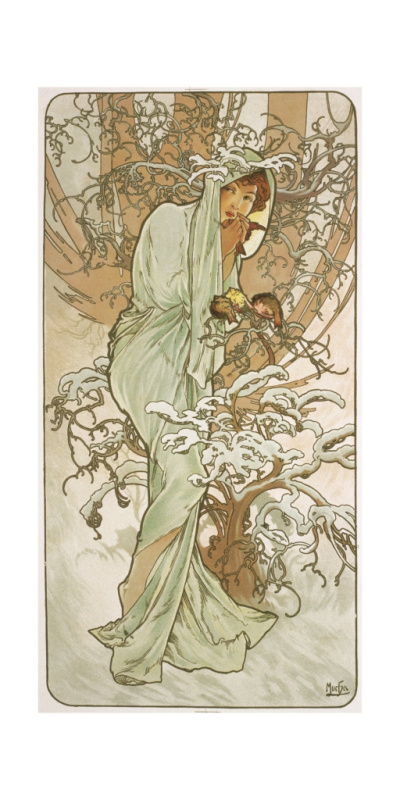 Pohled Alfons Mucha – Winter, dlouhý Presco Group
