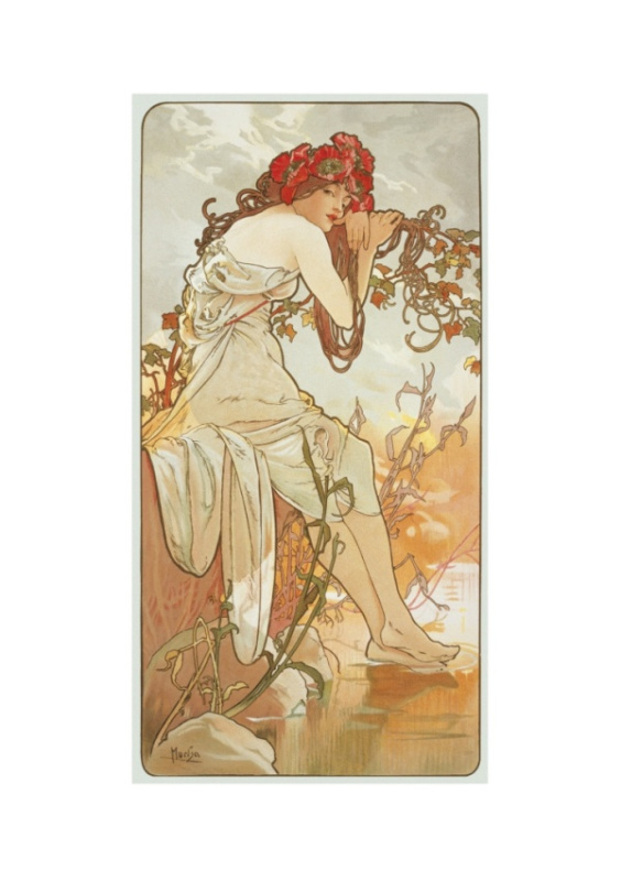 Pohled Alfons Mucha – Summer, dlouhý Presco Group
