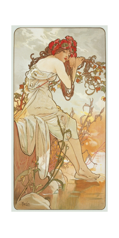 Pohled Alfons Mucha – Summer, dlouhý Presco Group