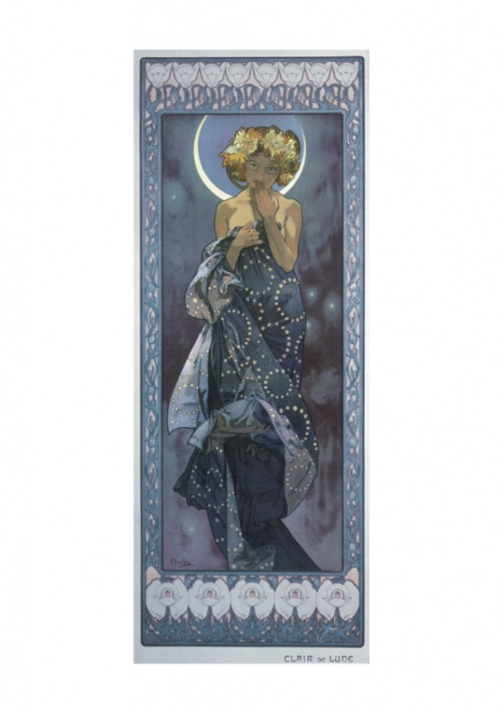 Pohled Alfons Mucha – The Moon, krátký Presco Group
