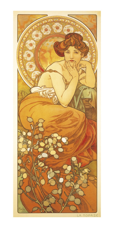 Pohled Alfons Mucha – Topaz, dlouhý Presco Group