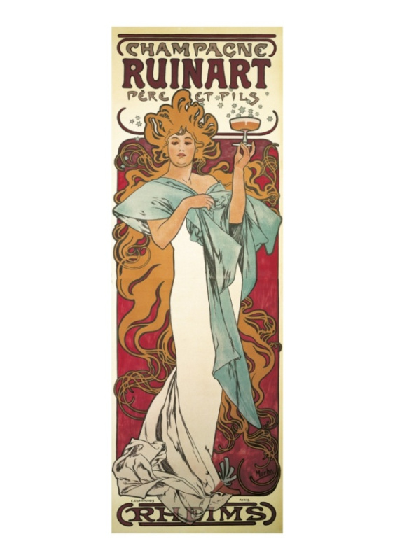 Pohled Alfons Mucha – Champagne Ruinart, dlouhý Presco Group