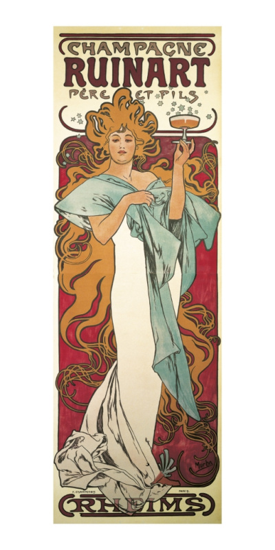 Pohled Alfons Mucha – Champagne Ruinart, dlouhý Presco Group
