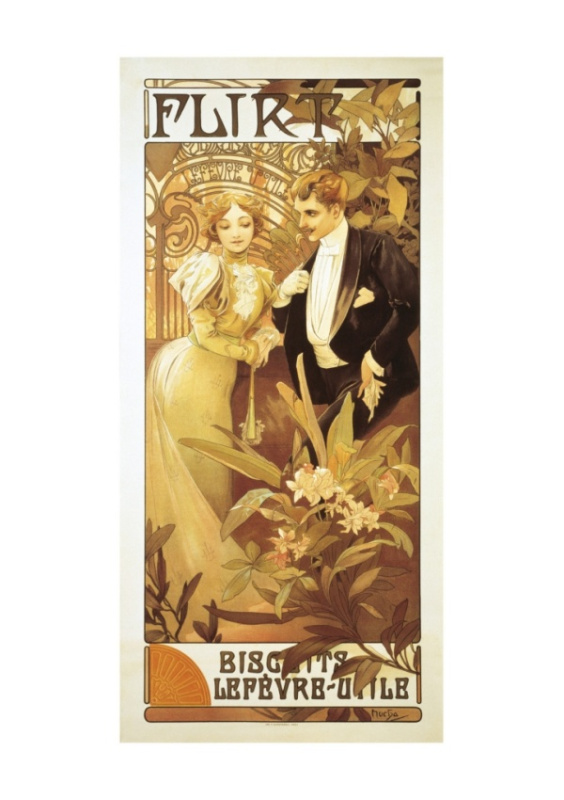 Pohled Alfons Mucha – Flirt, dlouhý Presco Group