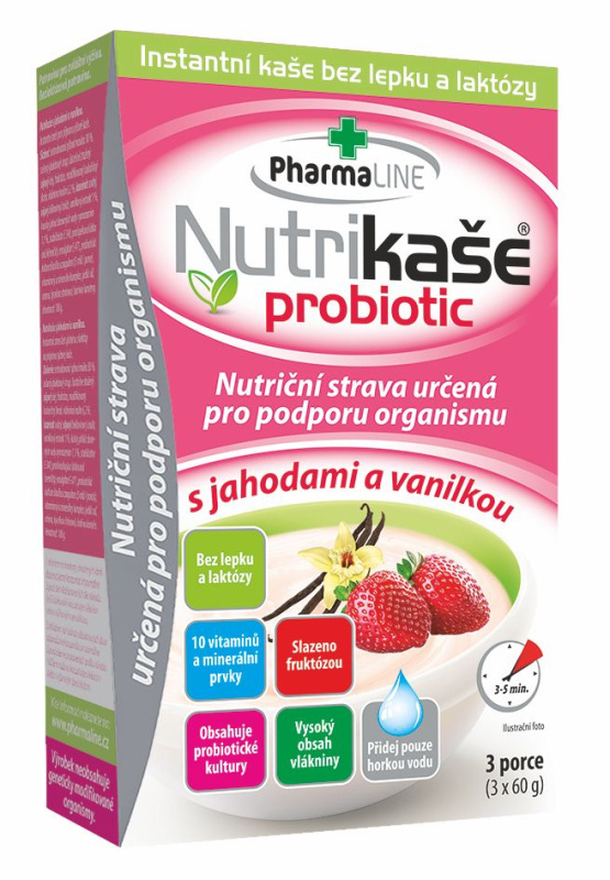 Nutrikaše probiotic jahoda a vanilka 3x60g