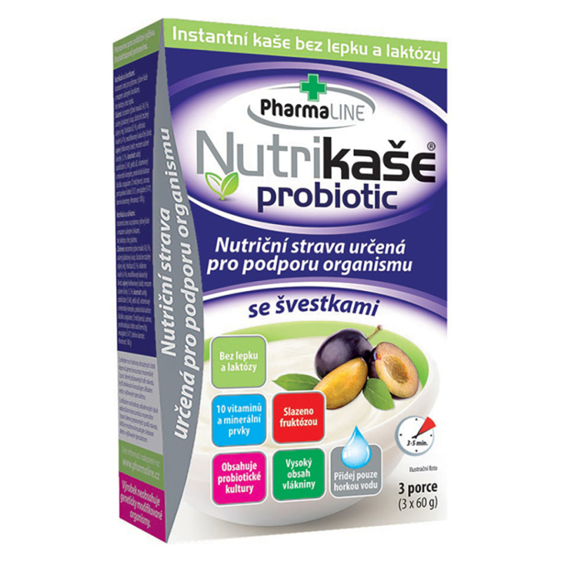 PHARMALINE Nutrikaše probiotic se švestkami 3 x 60 g