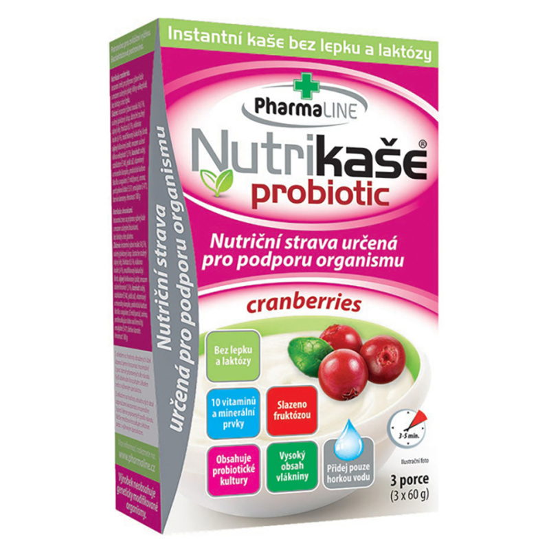 PHARMALINE Nutrikaše probiotic s brusinkami 3 x 60 g