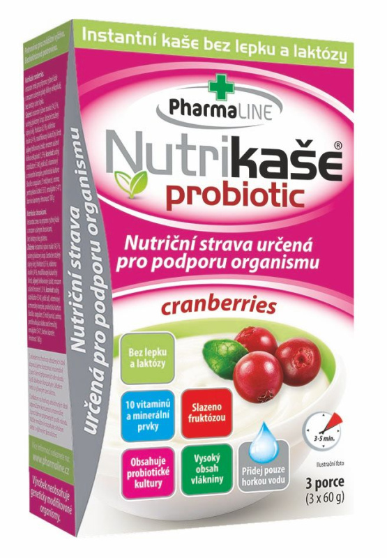 PHARMALINE Nutrikaše probiotic s brusinkami 3 x 60 g