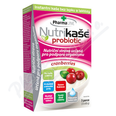 PHARMALINE Nutrikaše probiotic s brusinkami 3 x 60 g