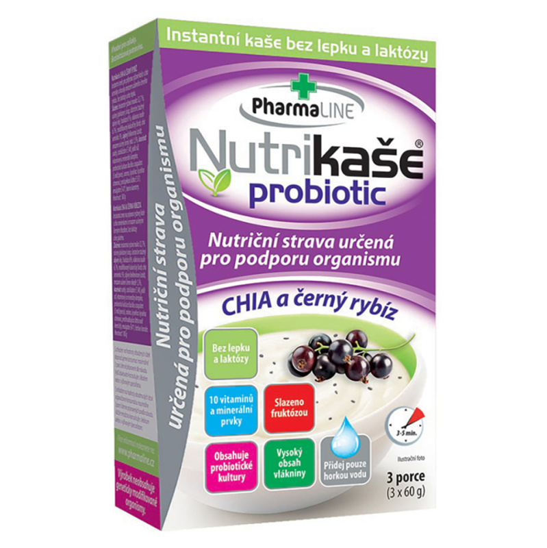 PHARMALINE Nutrikaše probiotic s chia a černým rybízem 3 x 60 g