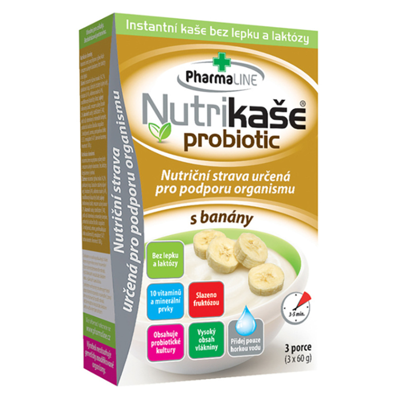 PHARMALINE Nutrikaše probiotic s banány 3 x 60 g