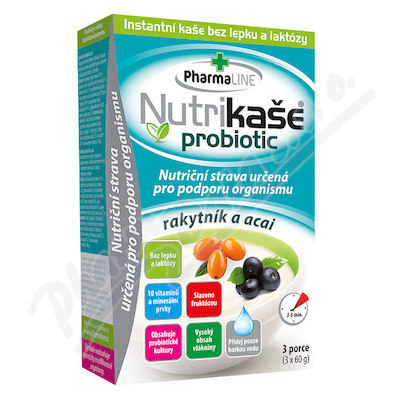 PHARMALINE Nutrikaše probiotic rakytník a acai 3 x 60 g