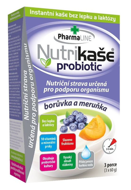 PHARMALINE Nutrikaše probiotic meruňka a borůvka 3 x 60 g