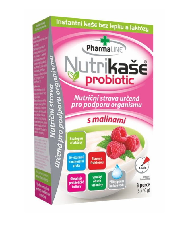 PHARMALINE Nutrikaše probiotic s malinami 3 x 60 g