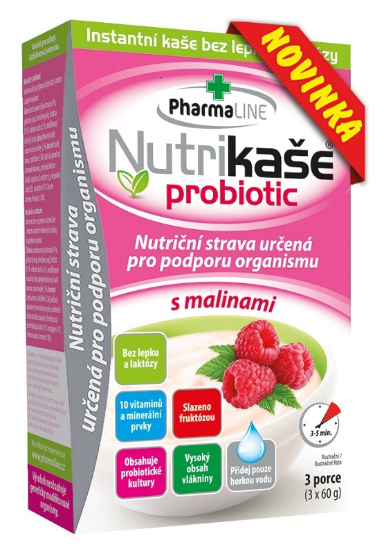 PHARMALINE Nutrikaše probiotic s malinami 3 x 60 g