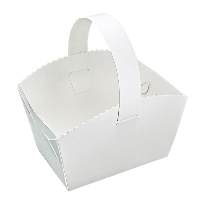 EcoPack Svatební košíček na koláčky s ouškem papírový 10x8x6 cm bílý bal/50 ks Balení: 50