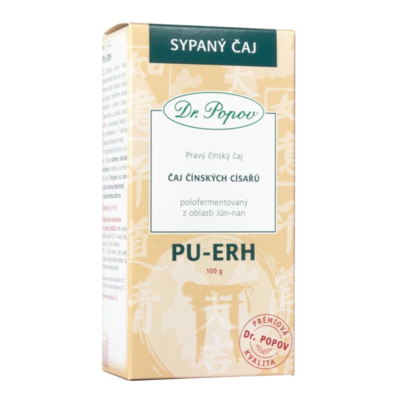 Pu-Erh, polofermentovaný čaj, 100 g Dr. Popov