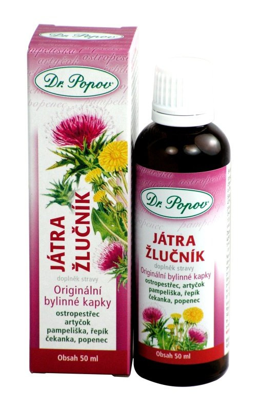Játra – žlučník, originální bylinné kapky, 50 ml Dr. Popov