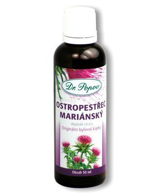 Ostropestřec mariánský, originální bylinné kapky, 50 ml Dr. Popov