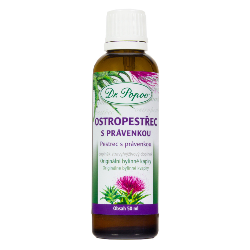 Ostropestřec mariánský, originální bylinné kapky, 50 ml Dr. Popov