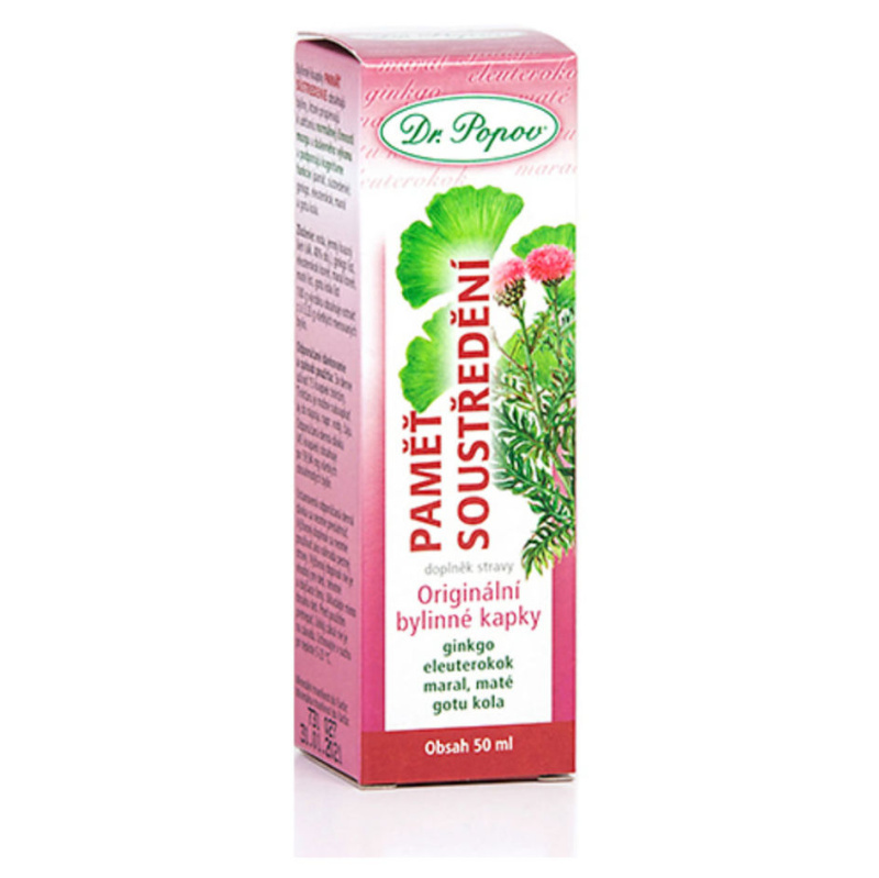 Paměť – soustředění, originální bylinné kapky, 50 ml Dr. Popov