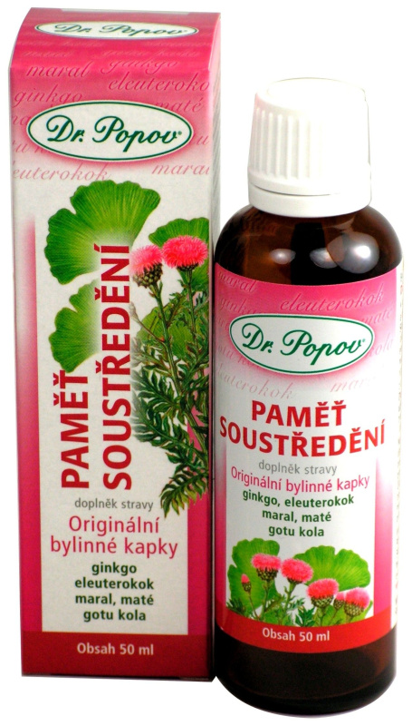 Paměť – soustředění, originální bylinné kapky, 50 ml Dr. Popov