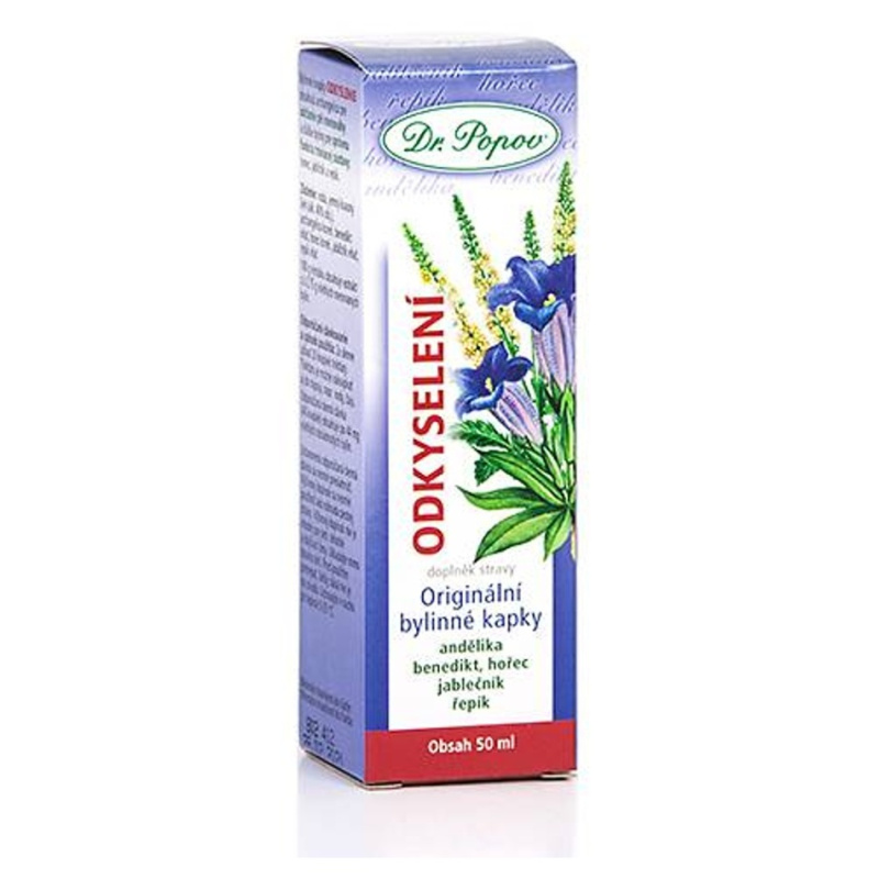 Odkyselení, originální bylinné kapky, 50 ml Dr. Popov