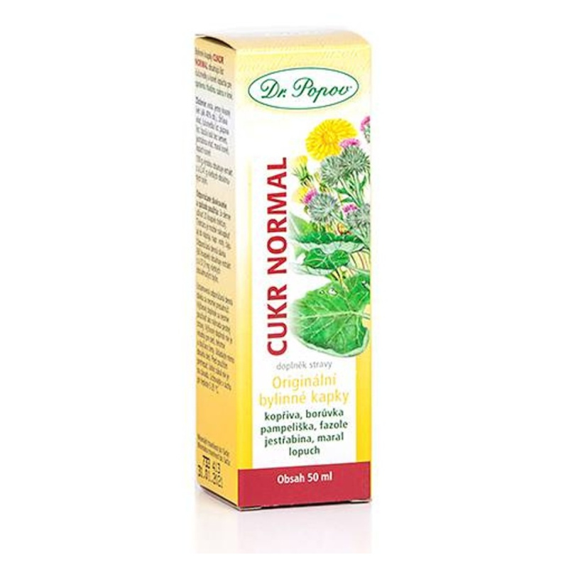Cukr normal, originální bylinné kapky, 50 ml Dr. Popov