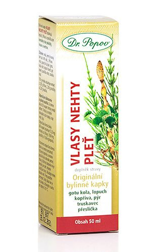 Vlasy - nehty - pleť, originální bylinné kapky, 50 ml Dr. Popov