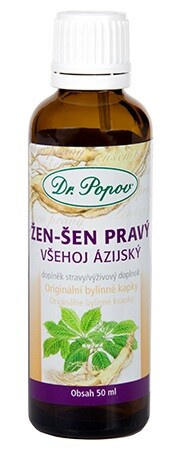 Žen-šen, originální bylinné kapky, 50 ml Dr. Popov