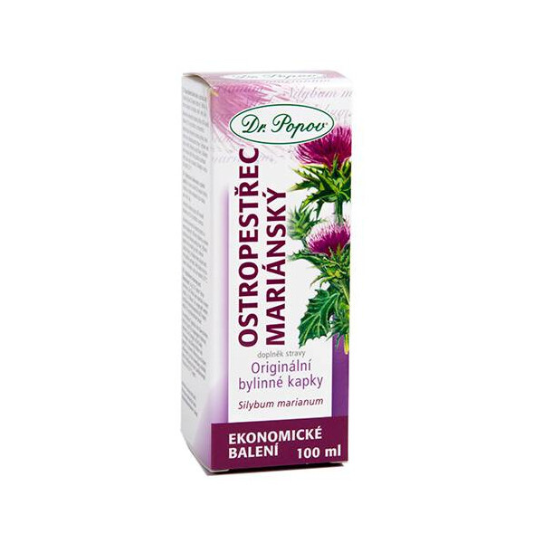 Ostropestřec mariánský, originální bylinné kapky, 100 ml Dr. Popov