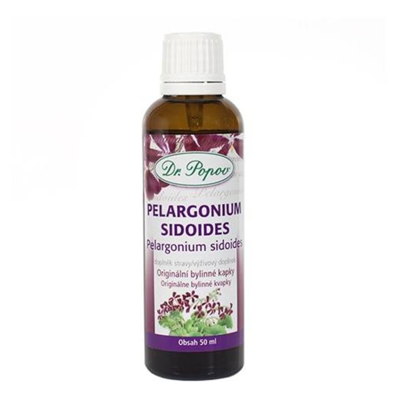 Pelargonium sidoides, originální bylinné kapky, 50 ml Dr. Popov