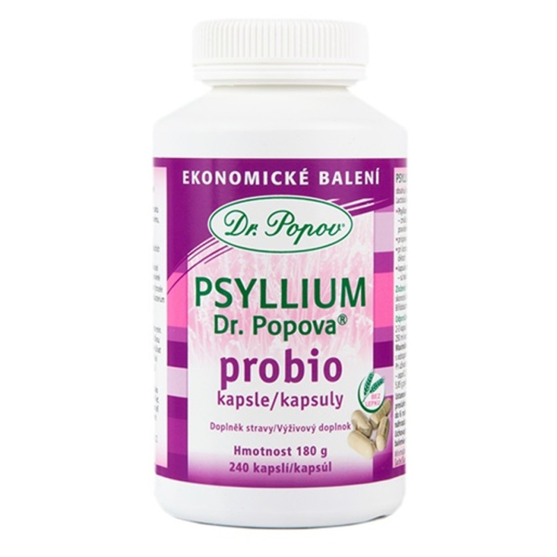 Psyllium Dr. Popova PROBIO kapsle, ekonomické balení, 240 ks Dr. Popov