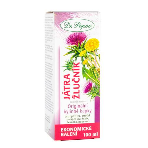 Játra - žlučník, originální bylinné kapky, 100 ml Dr. Popov